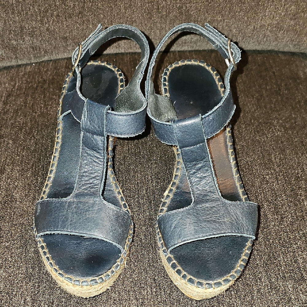 Andre Assous Navy Leather Sandals